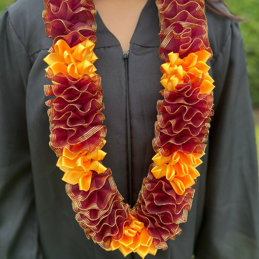 WCHS Graduation Lei | Sewn Sheer Organza Satin Petals Ribbon Lei